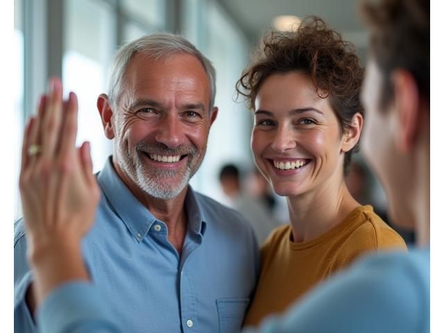 Due persone sorridenti che si danno il cinque, simboleggiando un benvenuto caloroso ai nuovi membri della community.